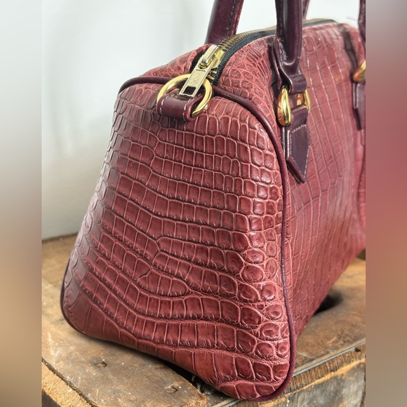 Crocodile handbag Der Dau Custom in Burgundy purse Equestrian - Picture 9 of 11
